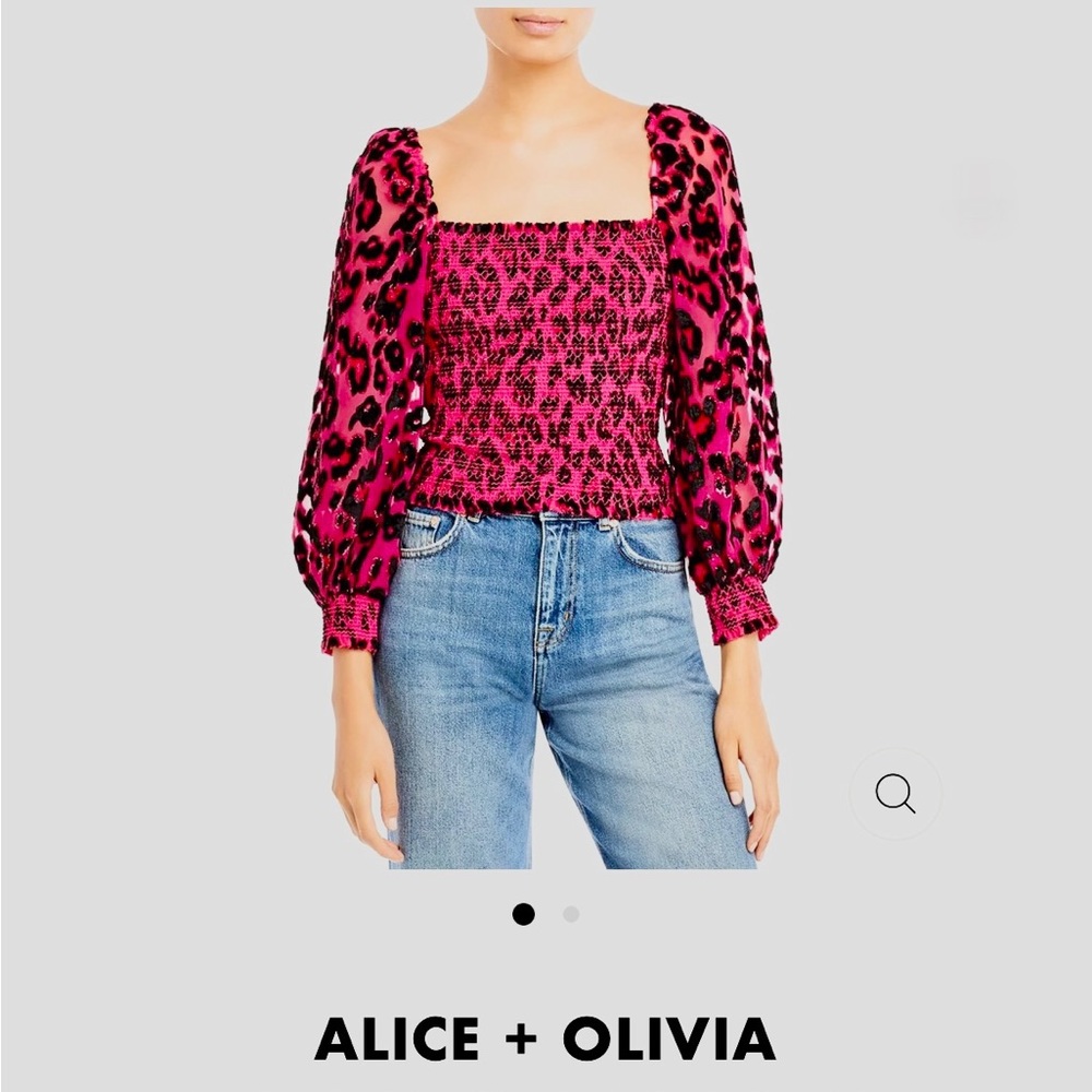 NWT Alice + Olivia pink & black metallic top size small blouse